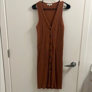 Madewell Brown Sleeveless Button-Down Dress